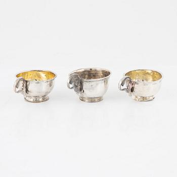 Supkoppar / tumlare, 3 st, silver, bl a Henrik Nourin, Norrköping 1754.