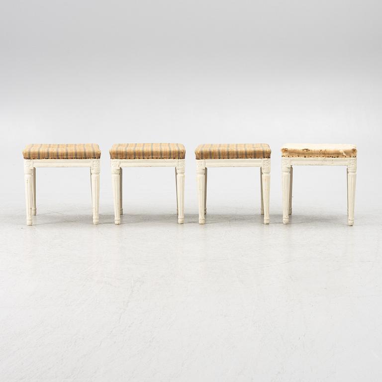 A set of four Gustavian stools, early 19th century.