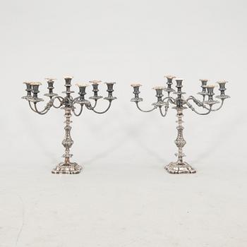 Candelabras, a pair, nickel silver, likely England circa 1900.