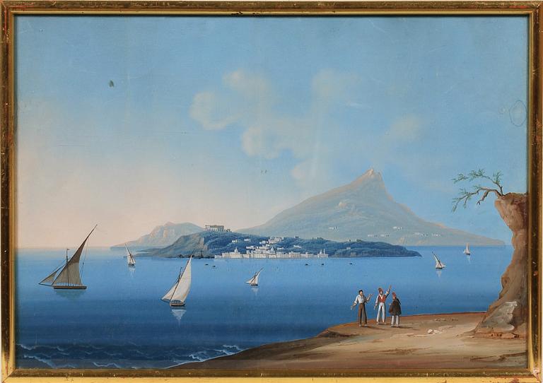 OKÄND KONSTNÄR, 2 st, gouache med täckvitt, Italien sent 1800-tal.