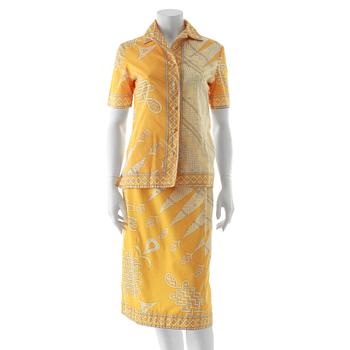 790. EMILIO PUCCI, a two-piece yellow cotton dress consisting of jacket and skirt.