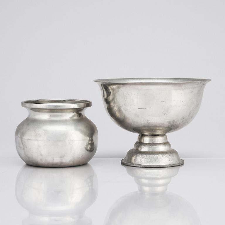 Firma Svenskt Tenn, Svenskt Tenn, a pewter footed bowl and jar (designed by Josef Frank), Stockholm 1928 and 1972.