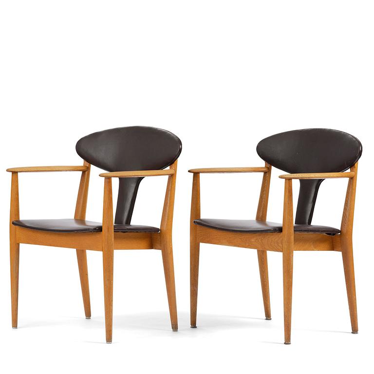 Carl-Axel Acking, attributed, a pair of armchairs, reportedly executed for the municipal council in Åhus, by Åhmans, 1950s.
