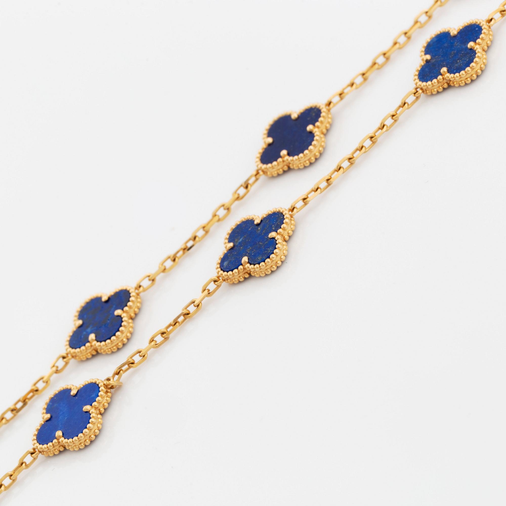 Van Cleef & Arpels collier "Alhambra" 18K guld med lapis lazuli.