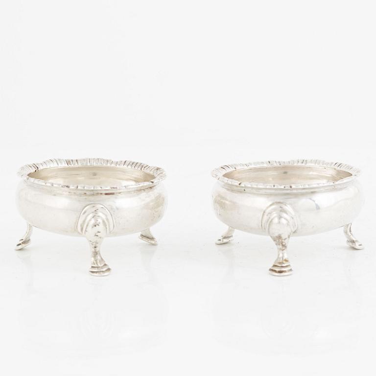 A Pair of English Silver Salt Cellars, mark of David Mowden, London 1766.