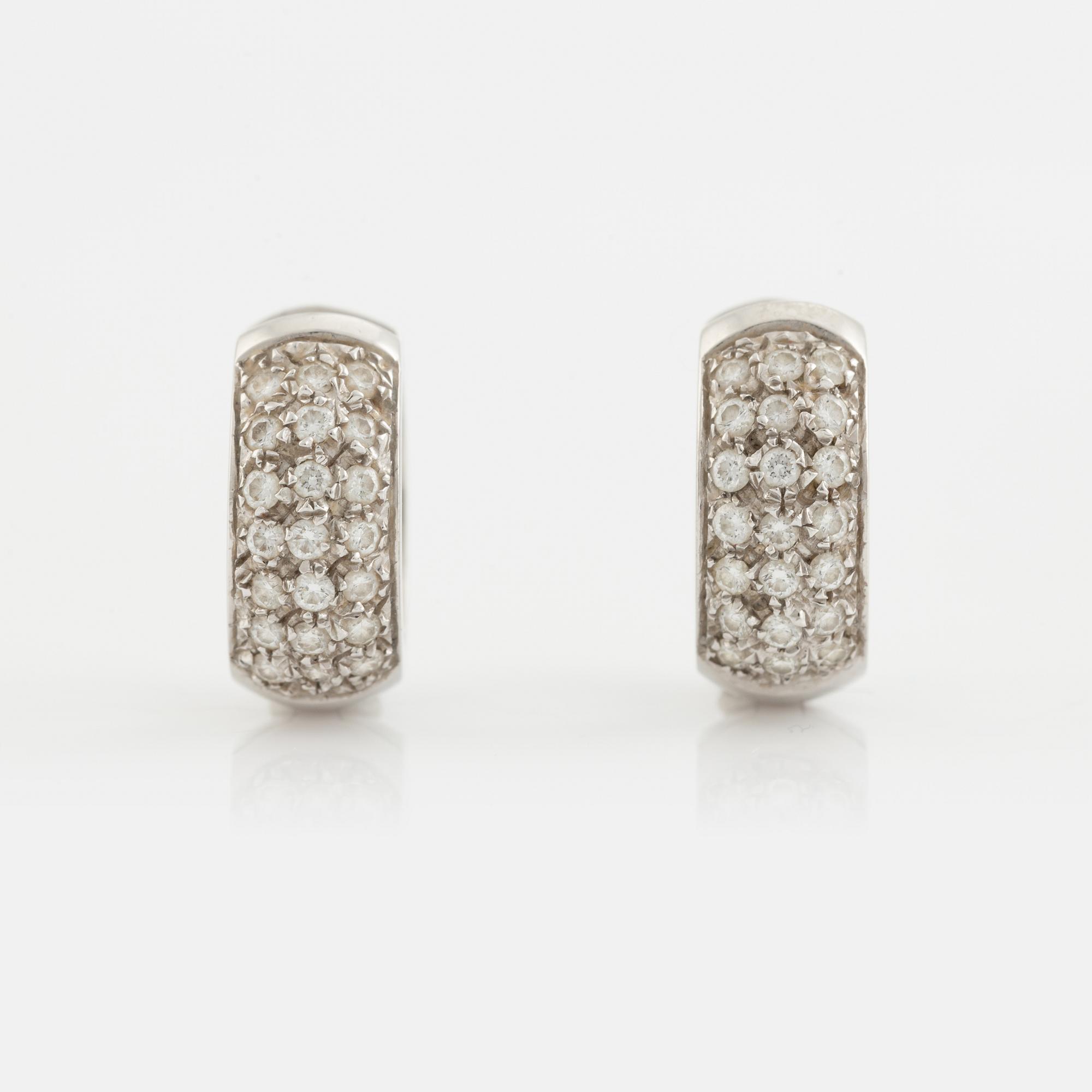A pair of 18K white gold earrings with diamonds ca. 0.60 ct in total. Finnish import marks 1998.