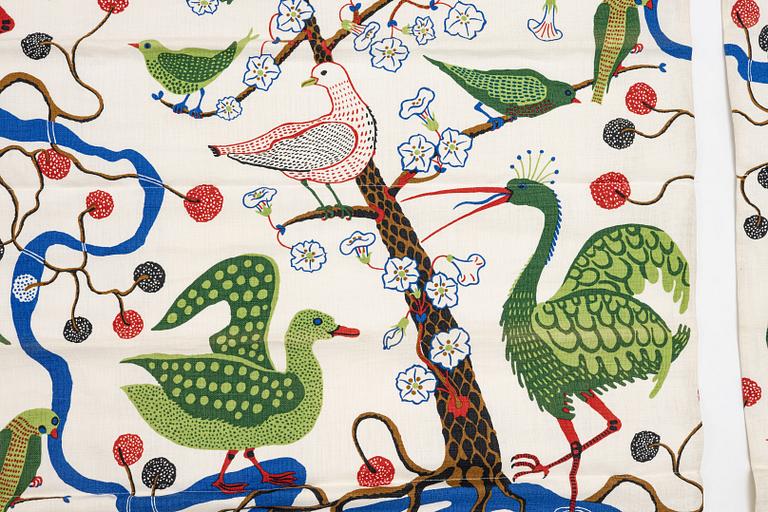 Josef Frank, hissgardiner, ett par, "Gröna Fåglar", Svenskt Tenn.