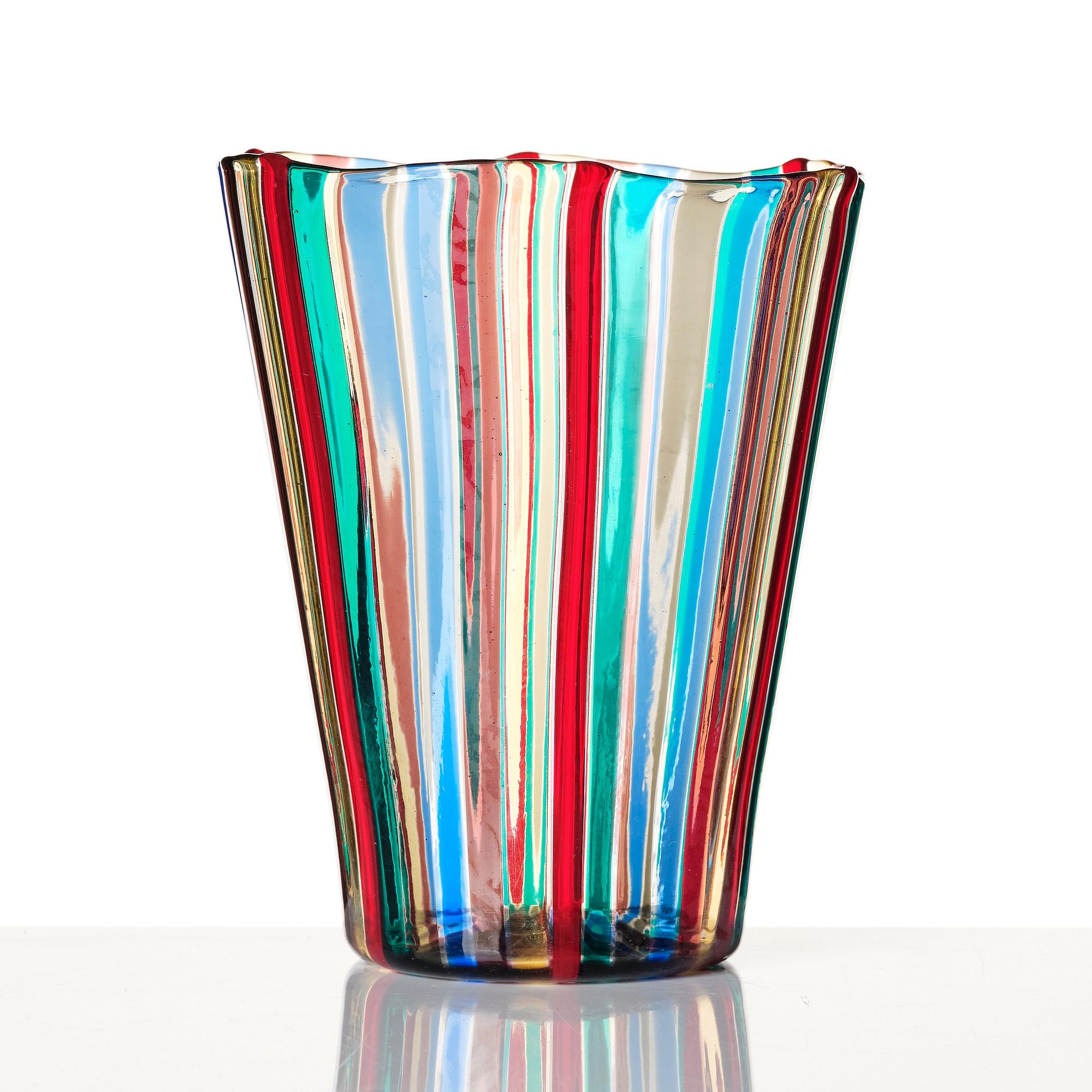 Gio Ponti, an "A Canne" glass vase, Venini, Murano, Italy 1950s-1960s, model no. 3702.