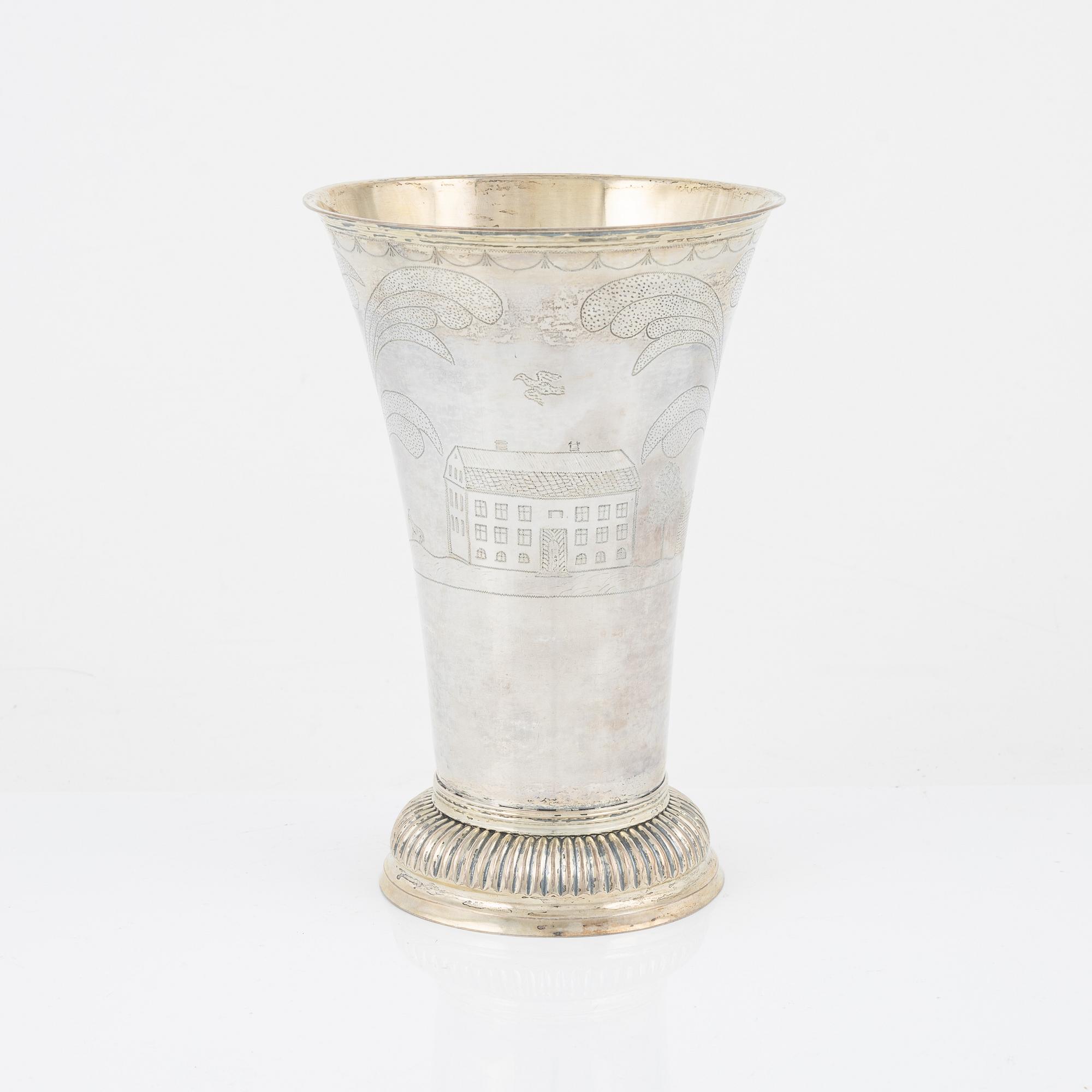 A Swedish parcel-gilt silver beaker, marks of Anders Lindström, Kalmar 1833.