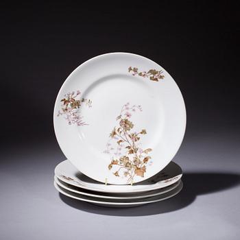 TALLRIKAR, 4 st, porslin, Kornilov, Ryssland 1884-1917.