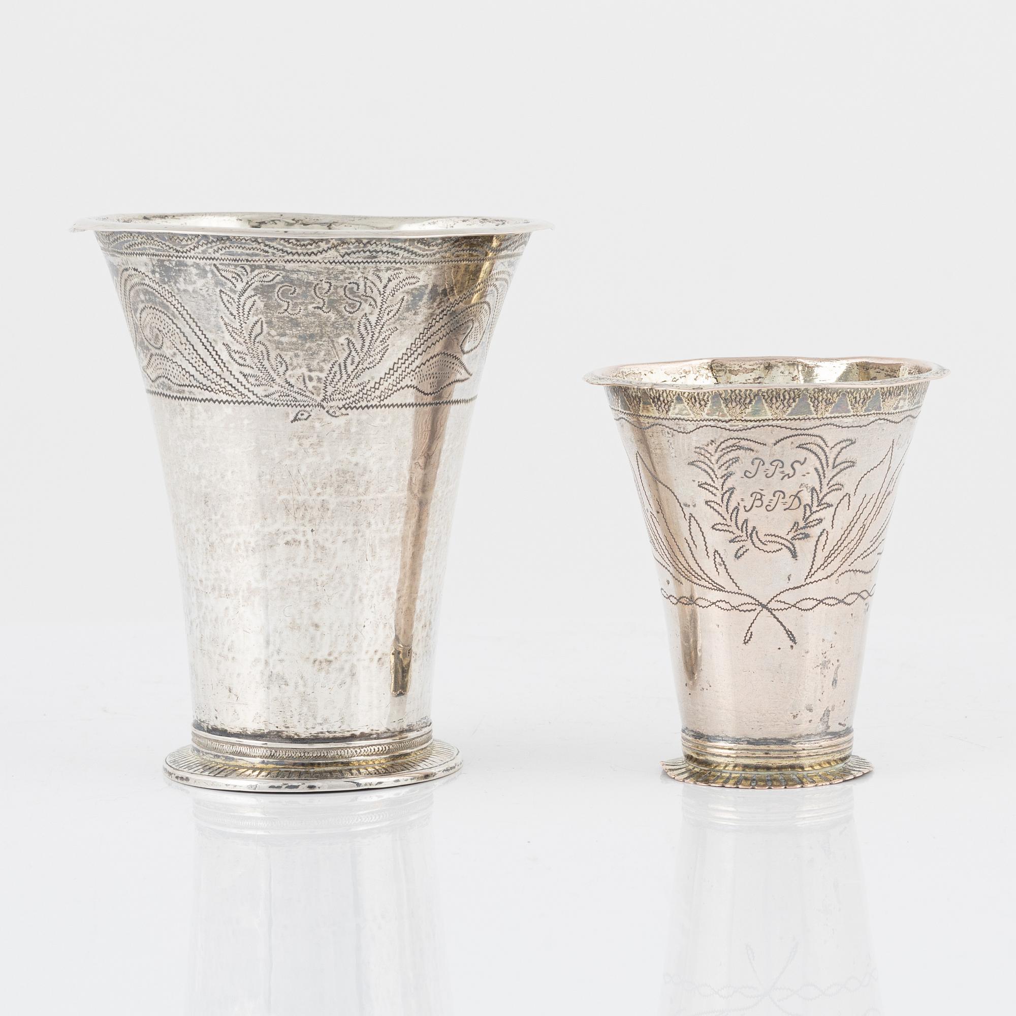 Two Swedish Silver Beakers, early 19th Century.