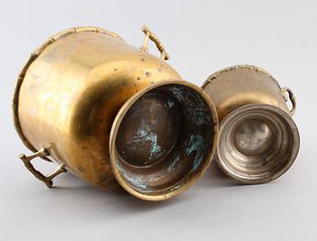 CHAMPAGNEKYLARE OCH ISHINK, mässing, sekelskiftet 1900.