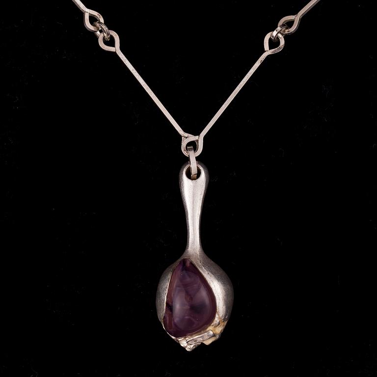 HALSSMYCKE, silver, akryl. "Nektaris", Björn Weckström, Lapponia 1974.