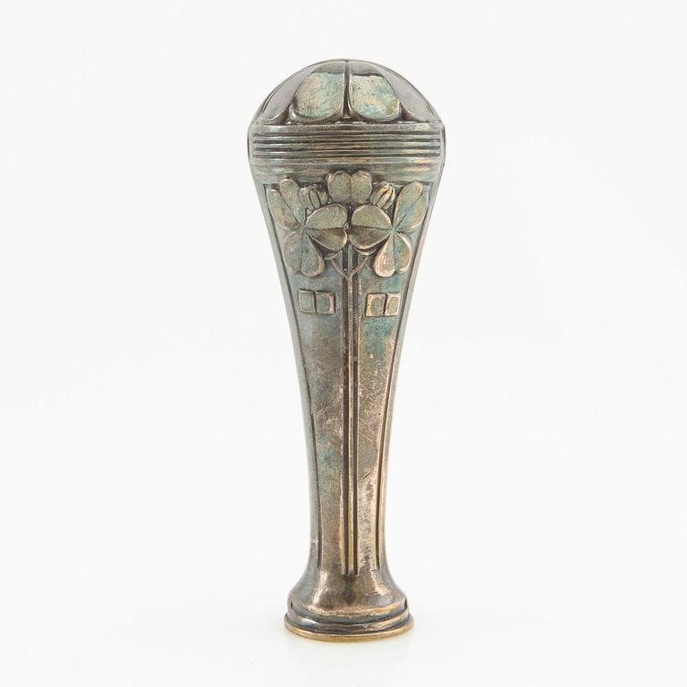 Fotoram, brevöppnare och sigill Jugend tidigt 1900-tal tenn och nysilver.