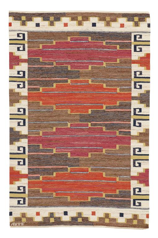 Märta Måås-Fjetterström, a carpet, "Bruna heden", flat weave, ca 204,5-205,5 x 130,5-132,5 cm, signed AB MMF.