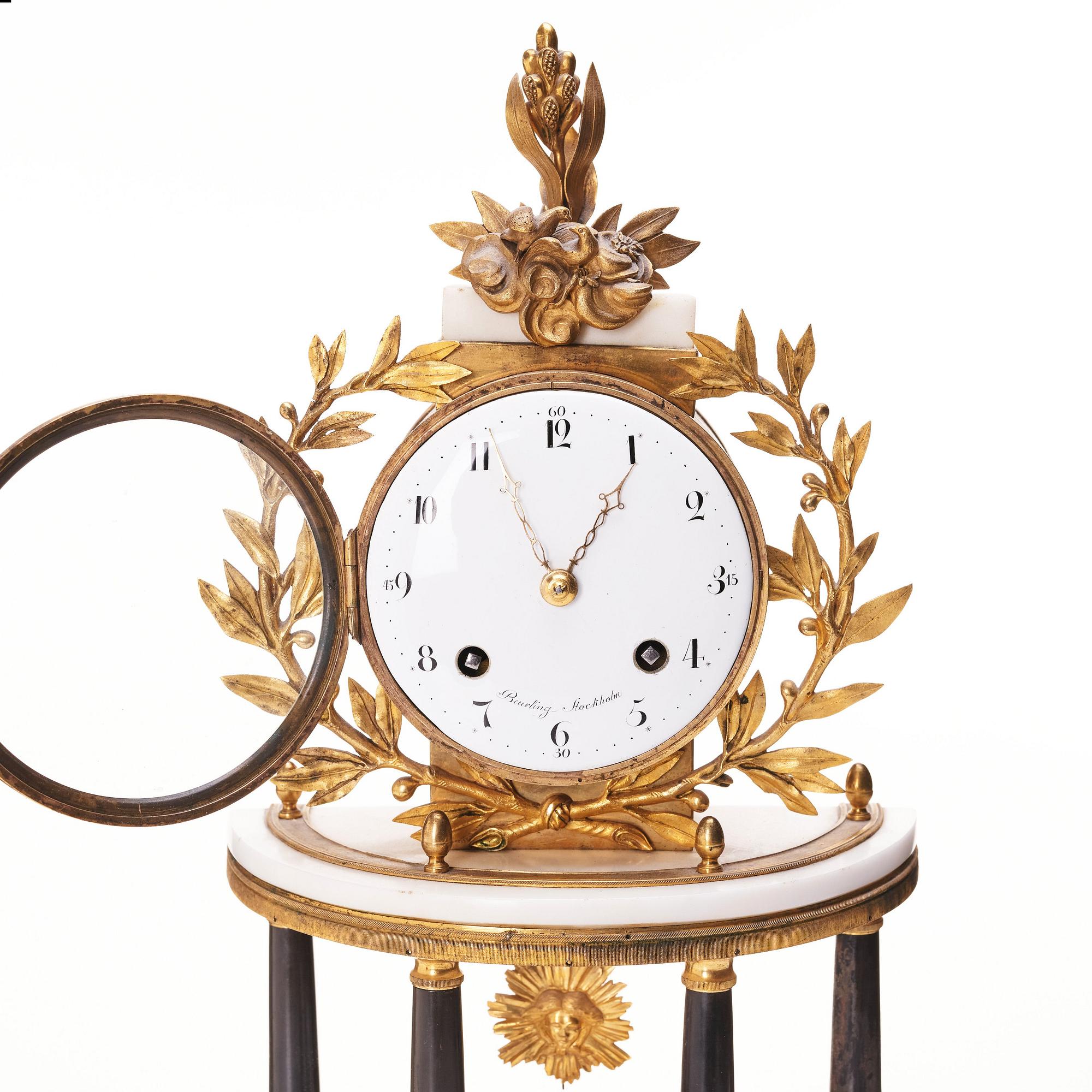 A late Swedish Gustavian mantel clock by P H Beurling, master 1783.