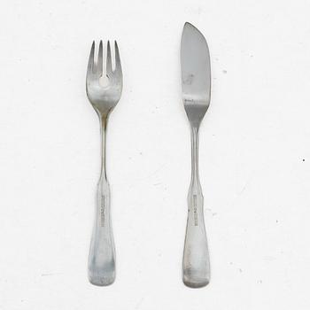 Eric Löfman, Fish cutlery, 24 pieces, silver, "Uppsala" pattern, KG Markströms Guldsmeds Ab, Lidköping, 1975.