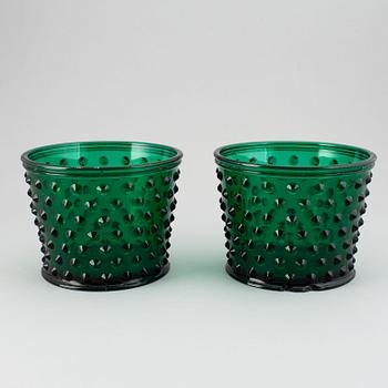 Josef Frank, two "Hortus" glass flower pots, Svenskt Tenn, Sweden.