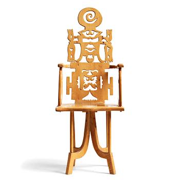 1034. Roberto Matta, a sculptured wooden "Tarquinia" chair, Italy, 1970's.