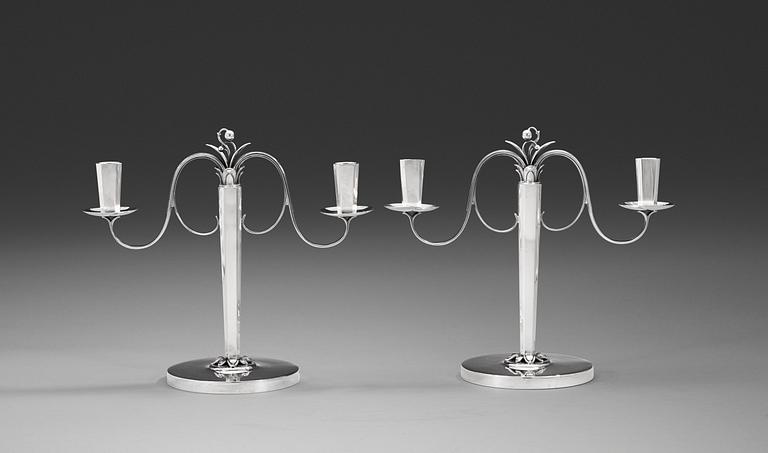 A pair of K. Anderson silver candelabra, Stockholm 1941.