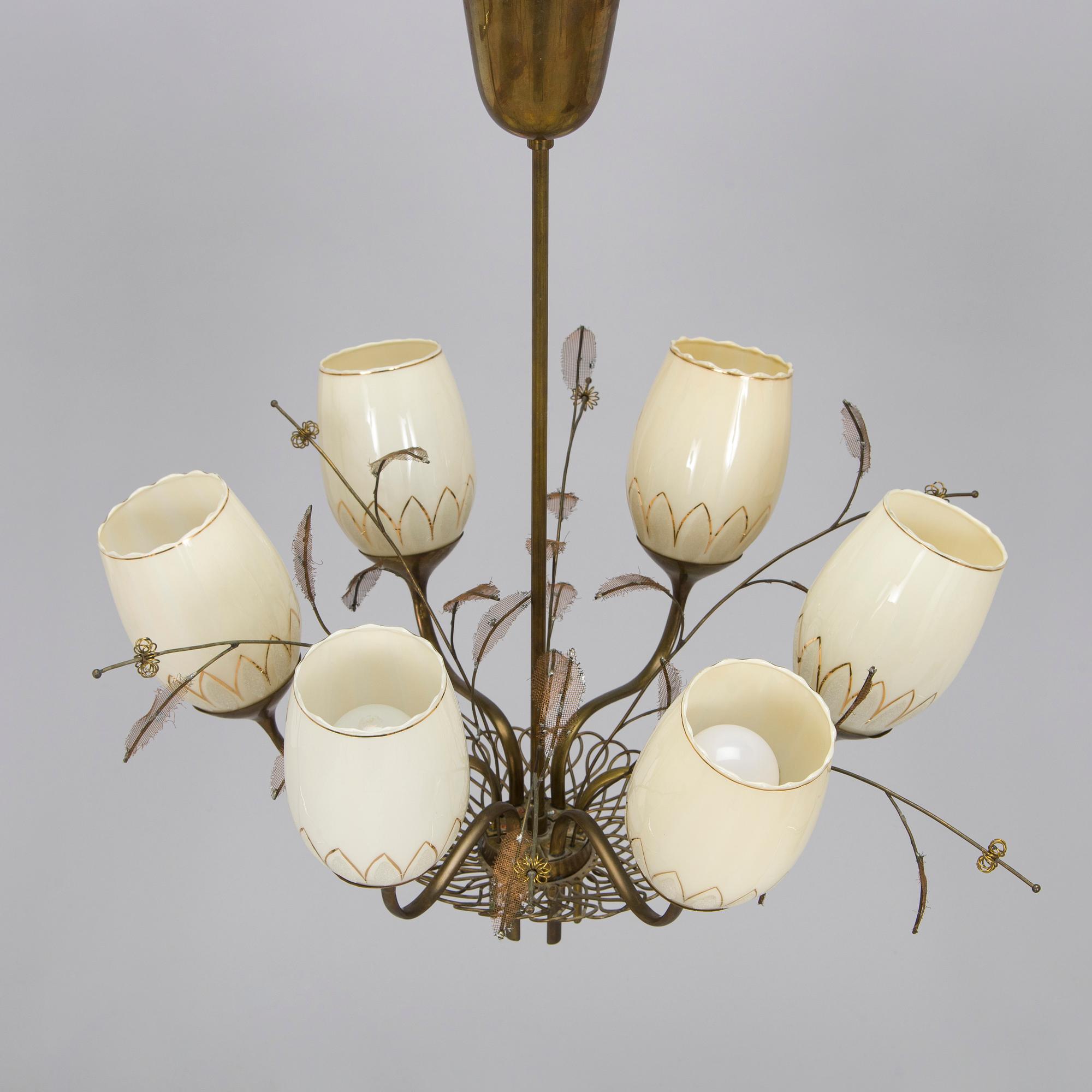 Paavo Tynell, taklampa, modell 9029/6, Taito, 1900-talets mitt.