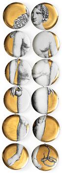 96. PIERO FORNASETTI, tallrikar, 12 st, "Eva" Fornasetti, Milano, Italien.