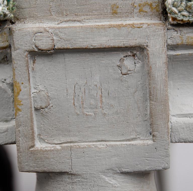 KARMSTOL, sengustavianskt Stockholmsarbete, otydligt signerad.