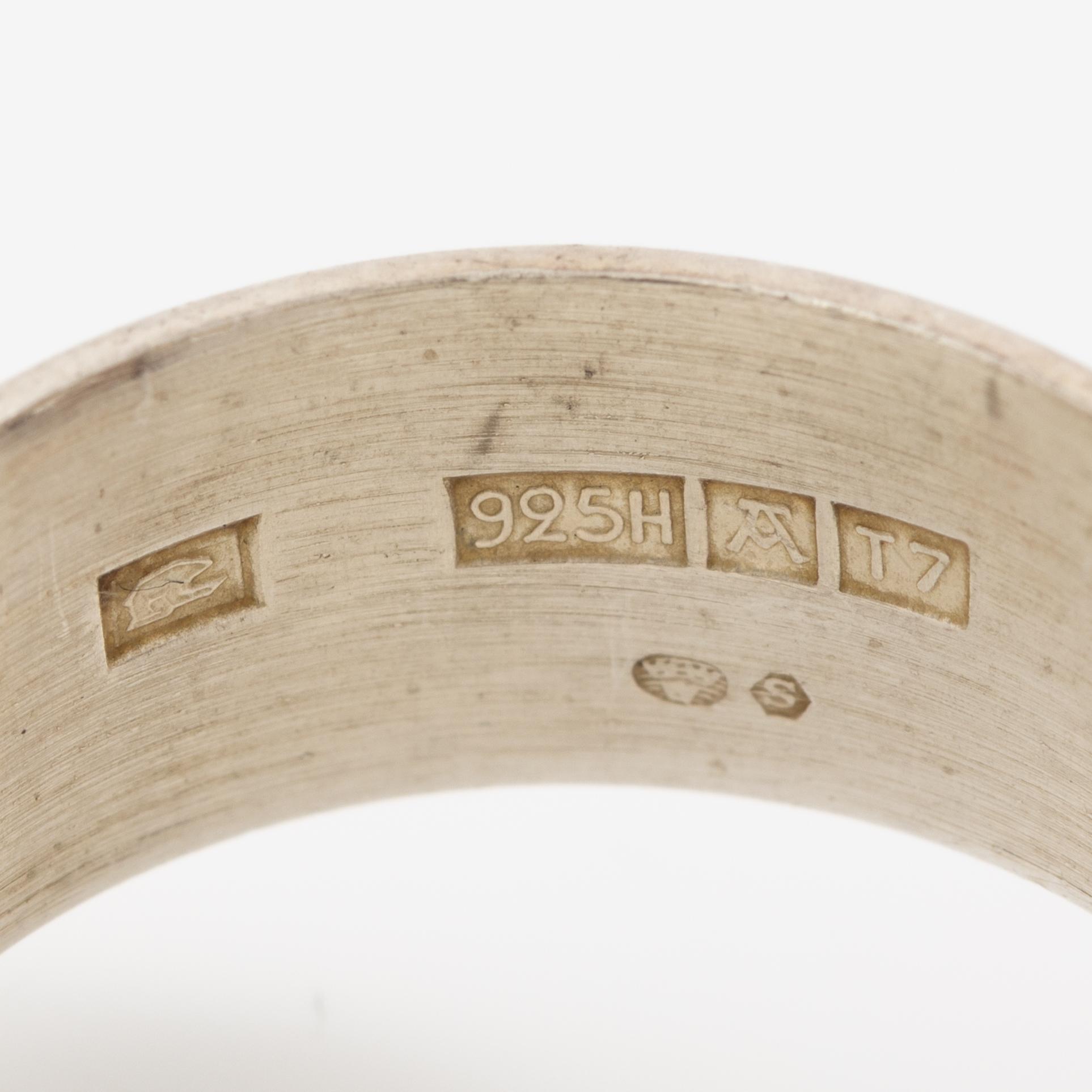 Arm ring and ring, silver with rock crystal, arm ring by Gert Thysell,