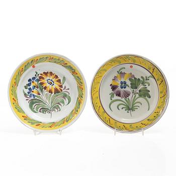 Plates, 6 pieces, faience, Kellinghusen, early 19th century.