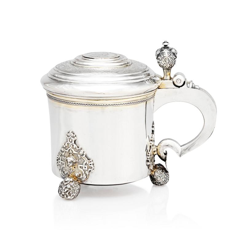 Niclas Warneck, dryckeskanna, silver, Karlstad 1736. Barock.