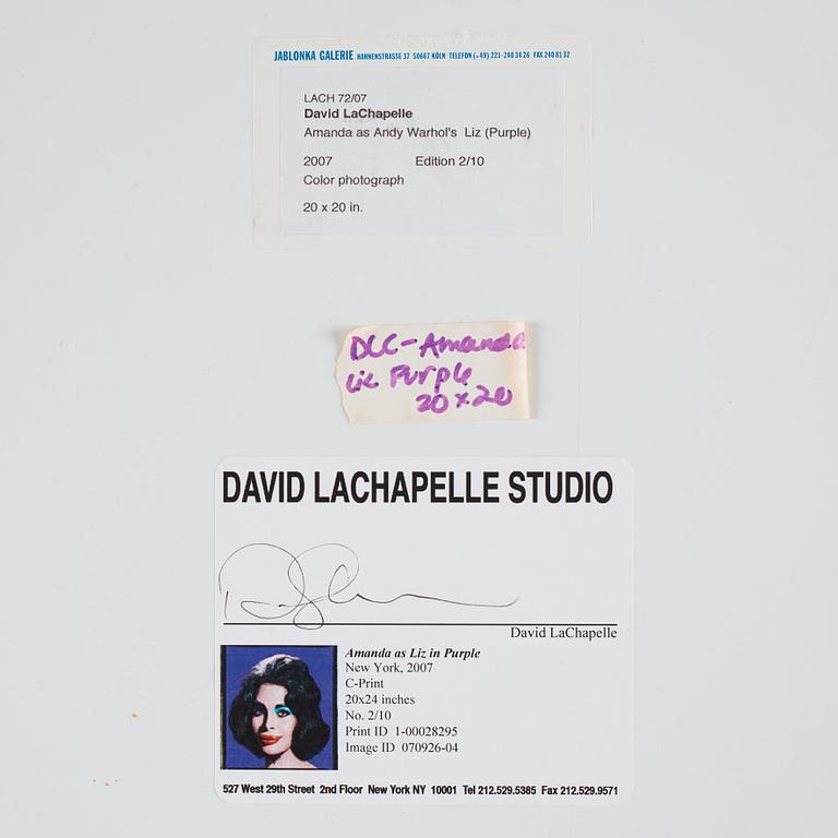David LaChapelle, 'Amanda as Warhol´s Liz in Purple', 2007.