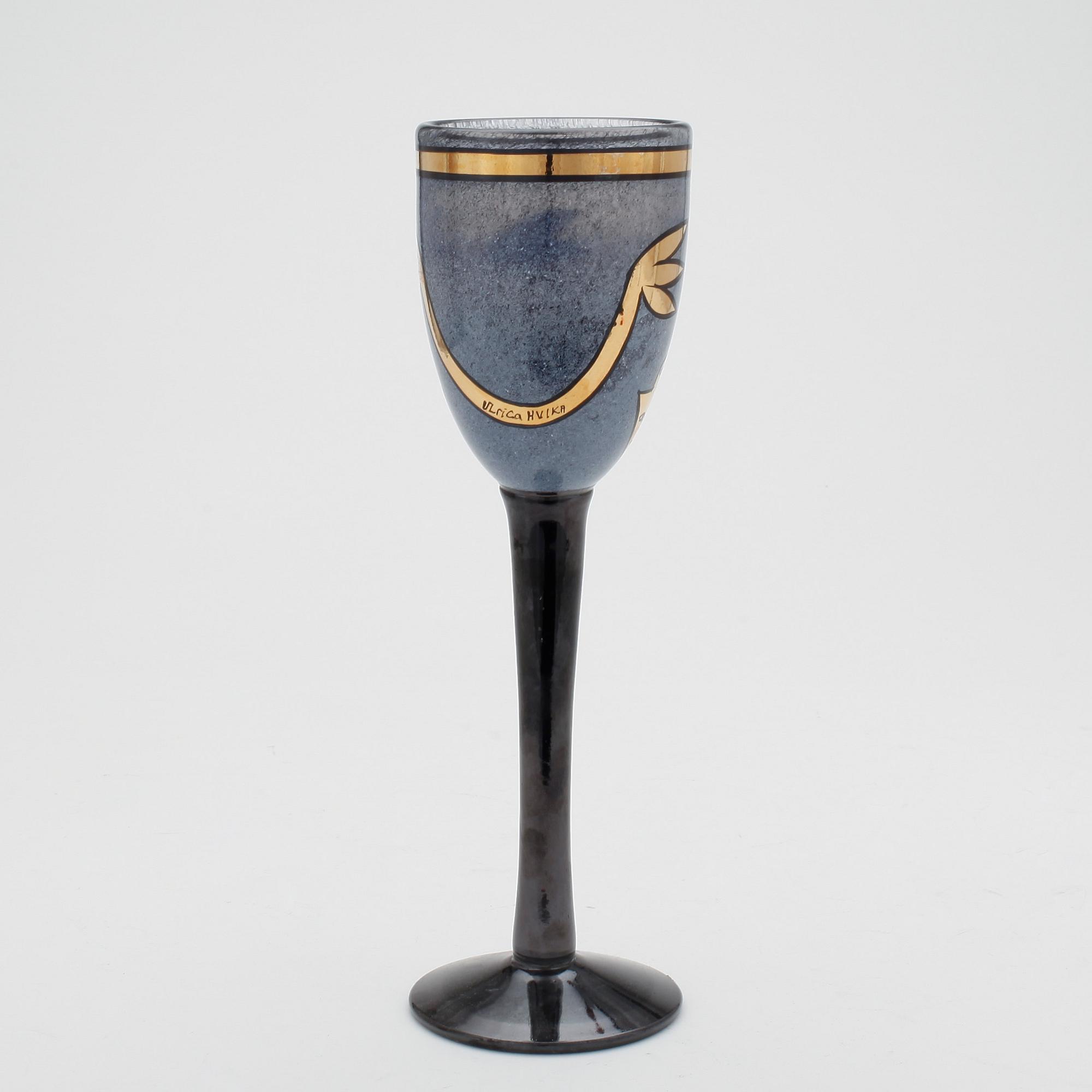 VINGLAS, 10 st, Kosta Boda, Ulrica Hydman-Vallien, signerade, 1900-talets slut.