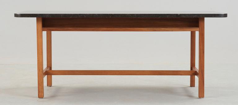 A Josef Frank walnut and black marble sofa table, Svenskt Tenn, model 2125.