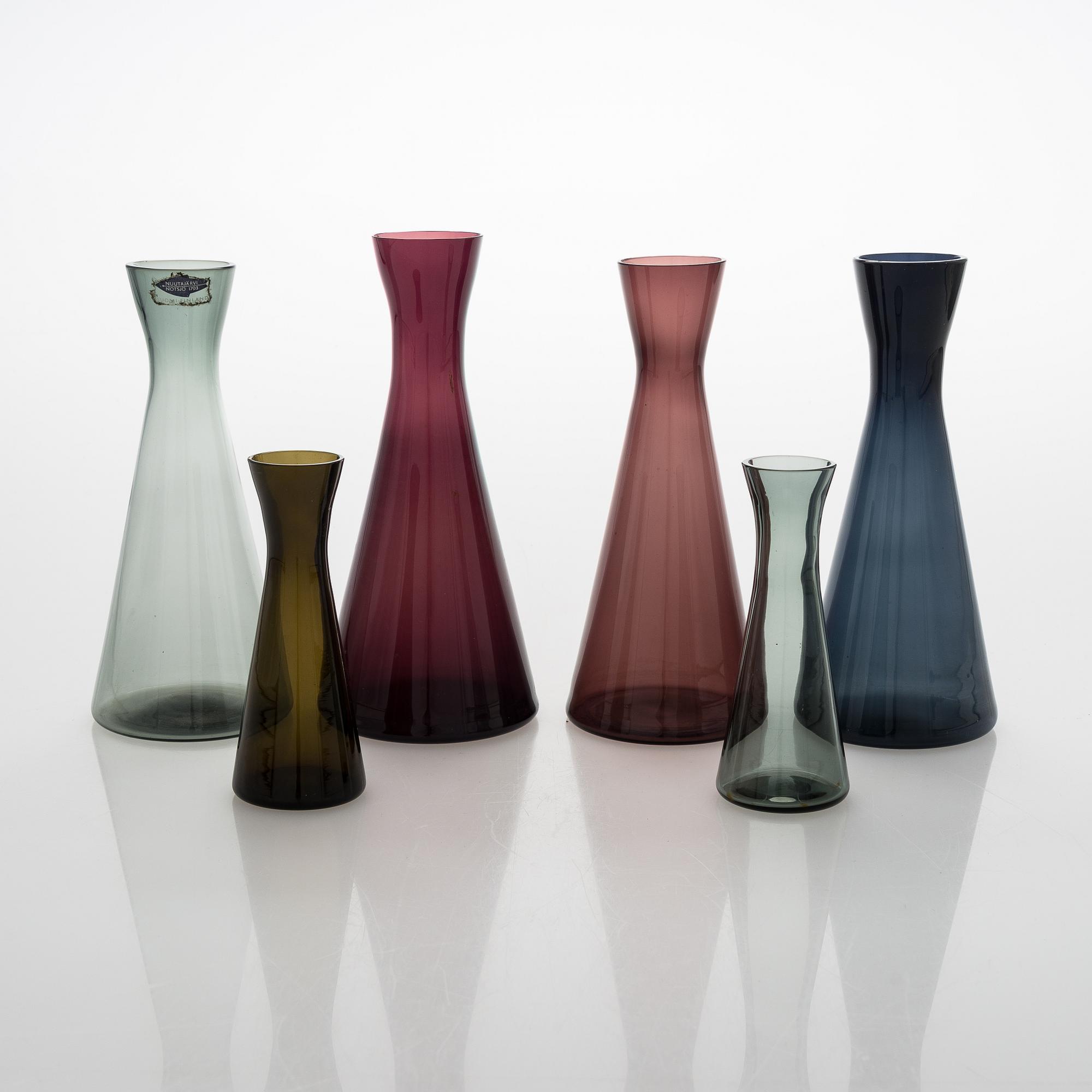 Kaj Franck, a six-piece set of glass carafes, model 1541 