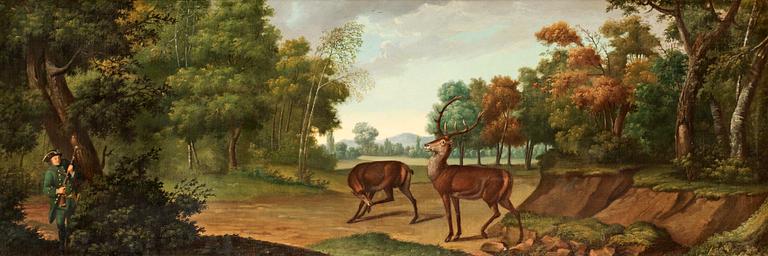 Johann Elias Ridinger Tillskrivna, Landskap med jägare.