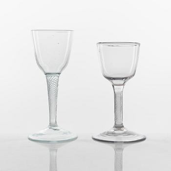 A set of two presumably English glasses, 18th Century.