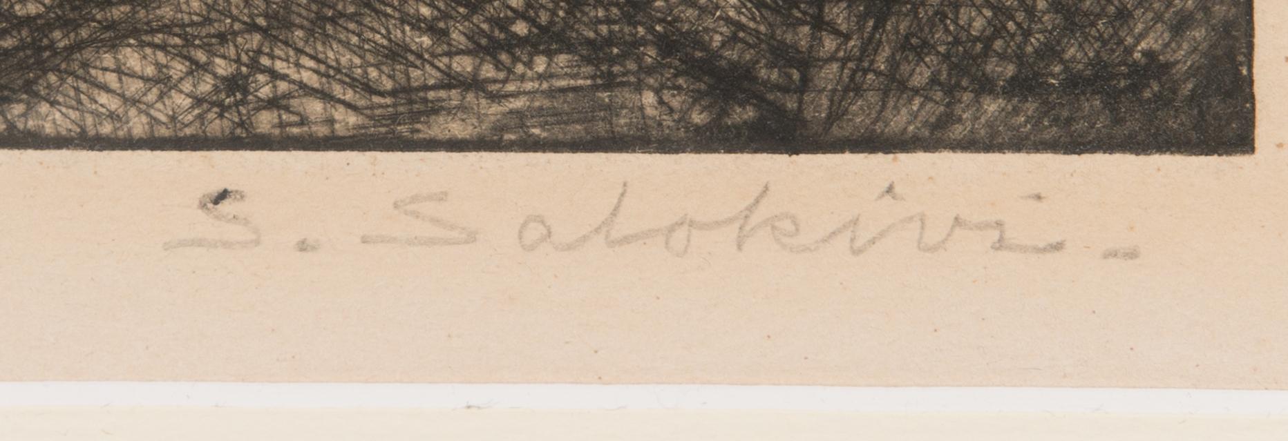 Santeri Salokivi, kuivaneula, signeerattu lyijykynällä.