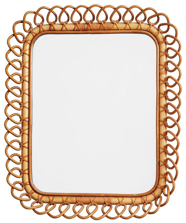 A Josef Frank rattan framed wall mirror by Svenskt Tenn.