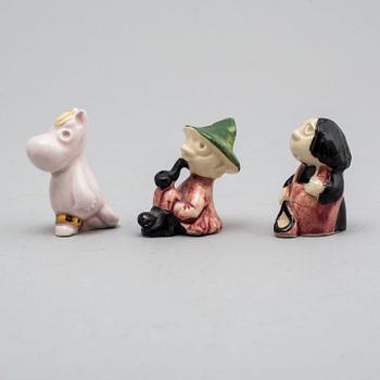 SIGNE HAMMARSTEN-JANSSON, muminfigurer 9 st, keramik, Arabia 1950-tal.
