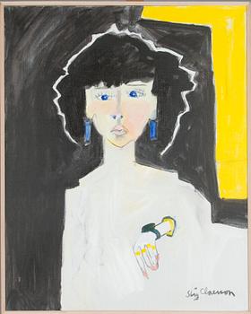 Stig (Slas) Claesson, Nainen sinisillä korvakoruilla.