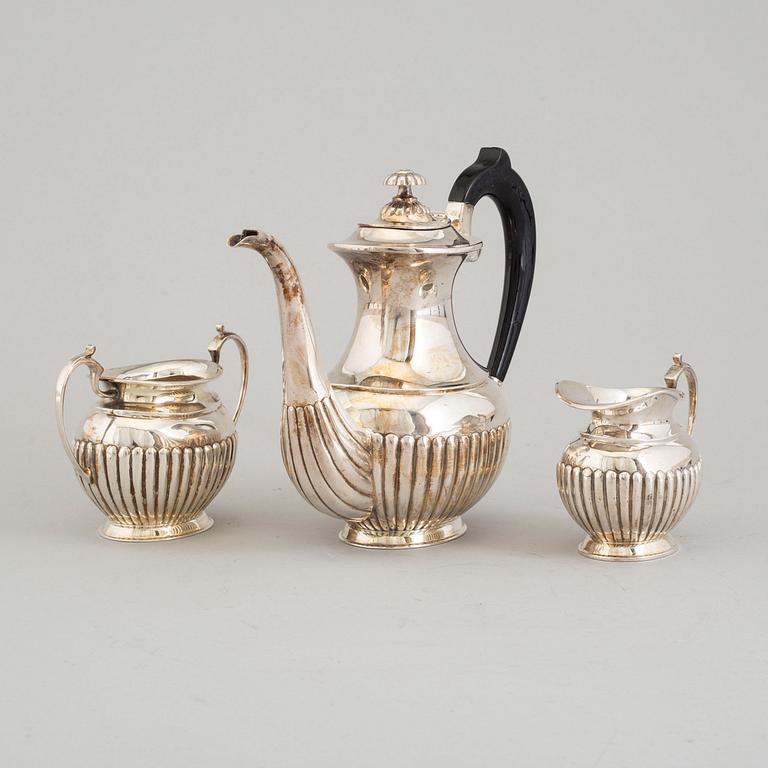 A silver three-piece coffee set, 20th Century.