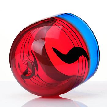 Berit Johansson, a red and blue glass bowl, Salviati Italy 1991.