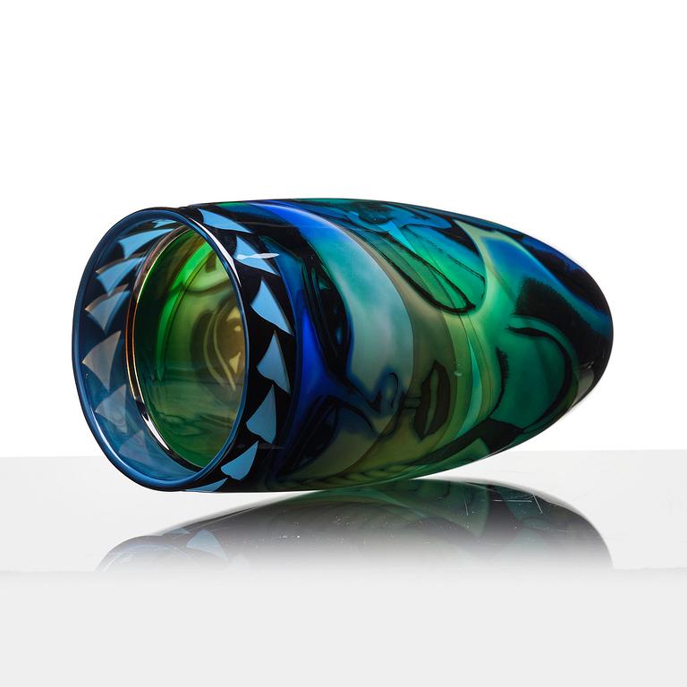 Eva Englund, a graal glass vase, Orrefors, Sweden, 1987.