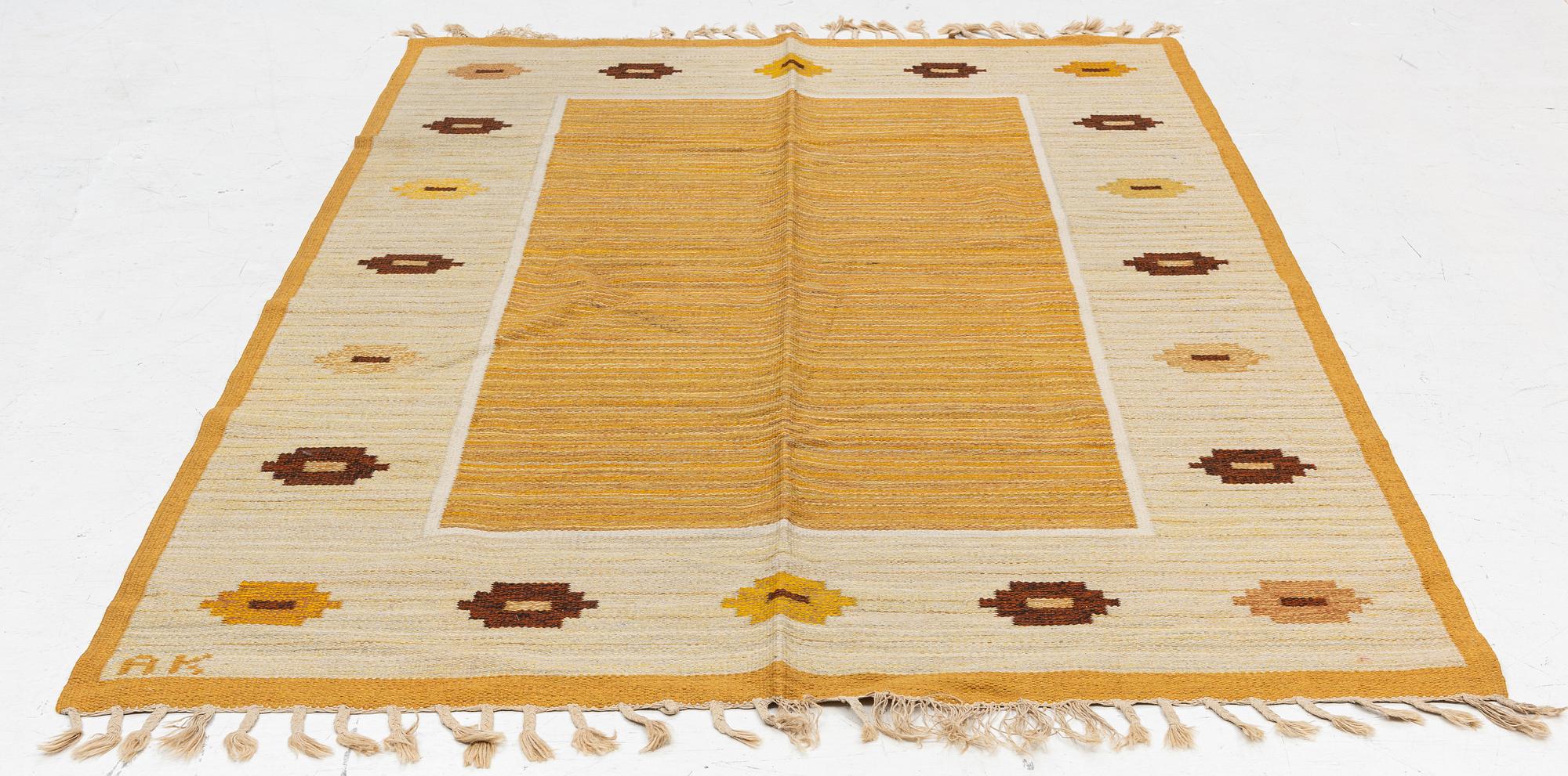 Aina Konge, attributed to, flat weave, signed AK, approx. 245 x 170 cm.