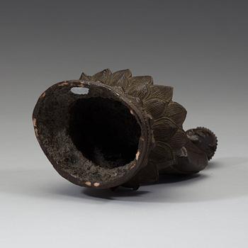 A bronze figure of Shakyamuni Buddha, possibly late Ming dynasty/early Qing dynasty, 17th century.