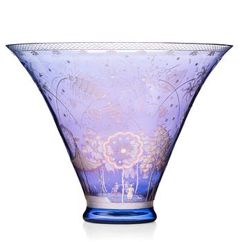 10. Edward Hald, an engraved glass bowl "Fireworks", Orrefors, Sweden 1945.