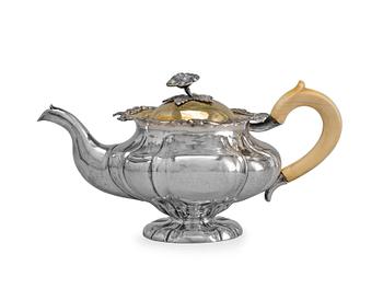 374. A TEAPOT, 84 silver, bone. Ivan Gubkin Moskow 1846.                         (purveyor of the court since 1855 ).