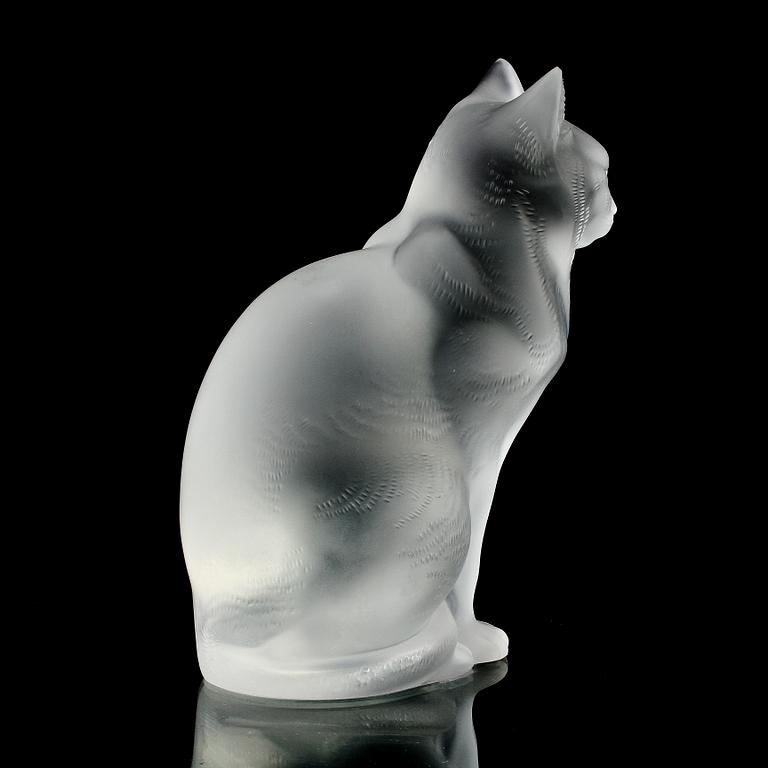 FIGURIN, glas, "Sitting cat", Lalique.