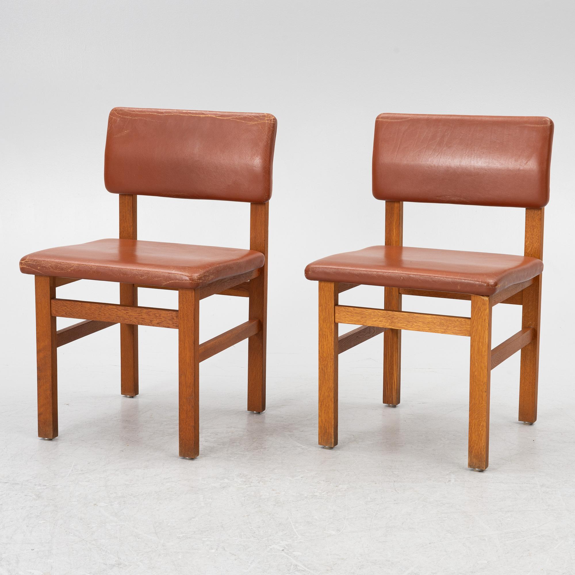 John Kandell, a set of six chairs, J. E. Blomqvist Möbelfabrik, Storvreta, for the Västervik Courthouse, ca. 1959.