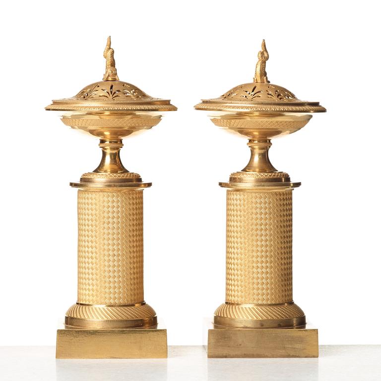 A pair of French Empire around 1800 incense burners.